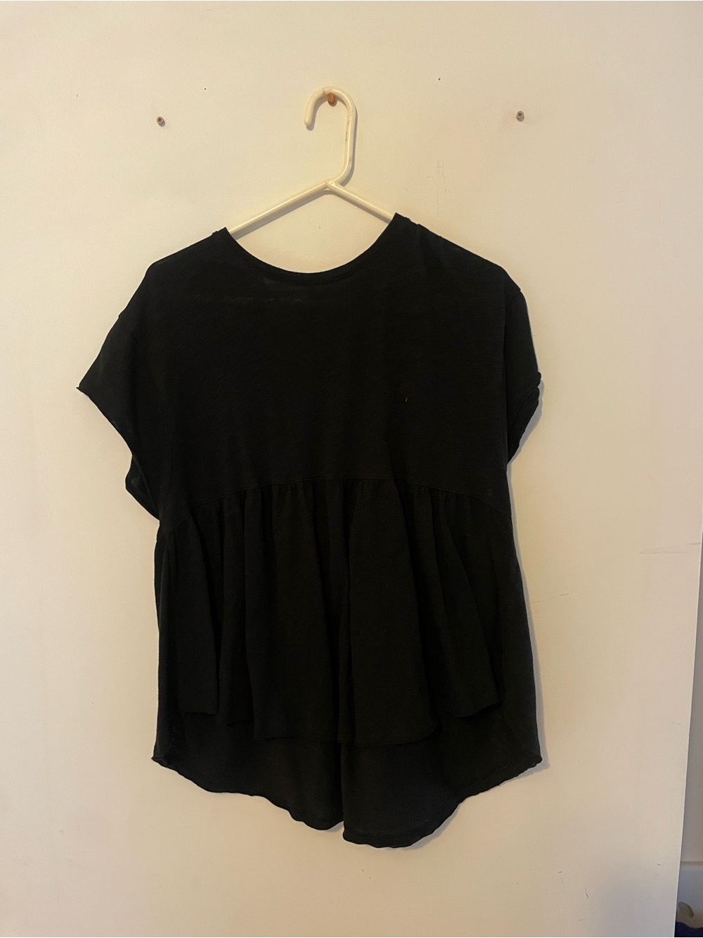 American Eagle Outfitters Black Peplum Crew Neck Top